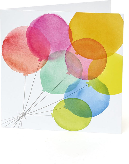 Multi Balloon Blank Inside Birthday Card 
