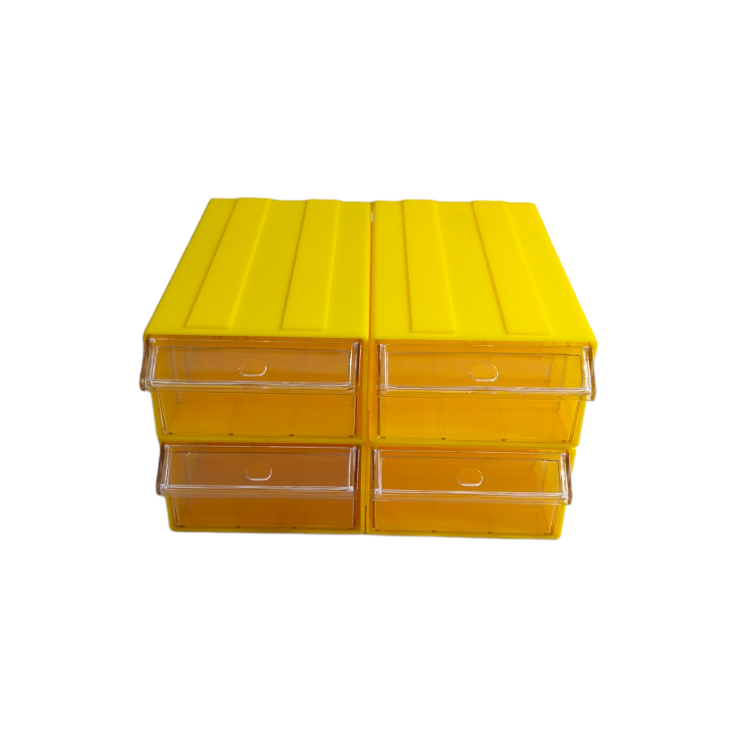 Yellow Stackable Plastic Storage Drawers L242xW130xH76mm with Removable Compartments