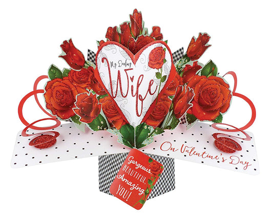 Hearts & Roses To My Darling Wife Valentine's Day Pop Up Card