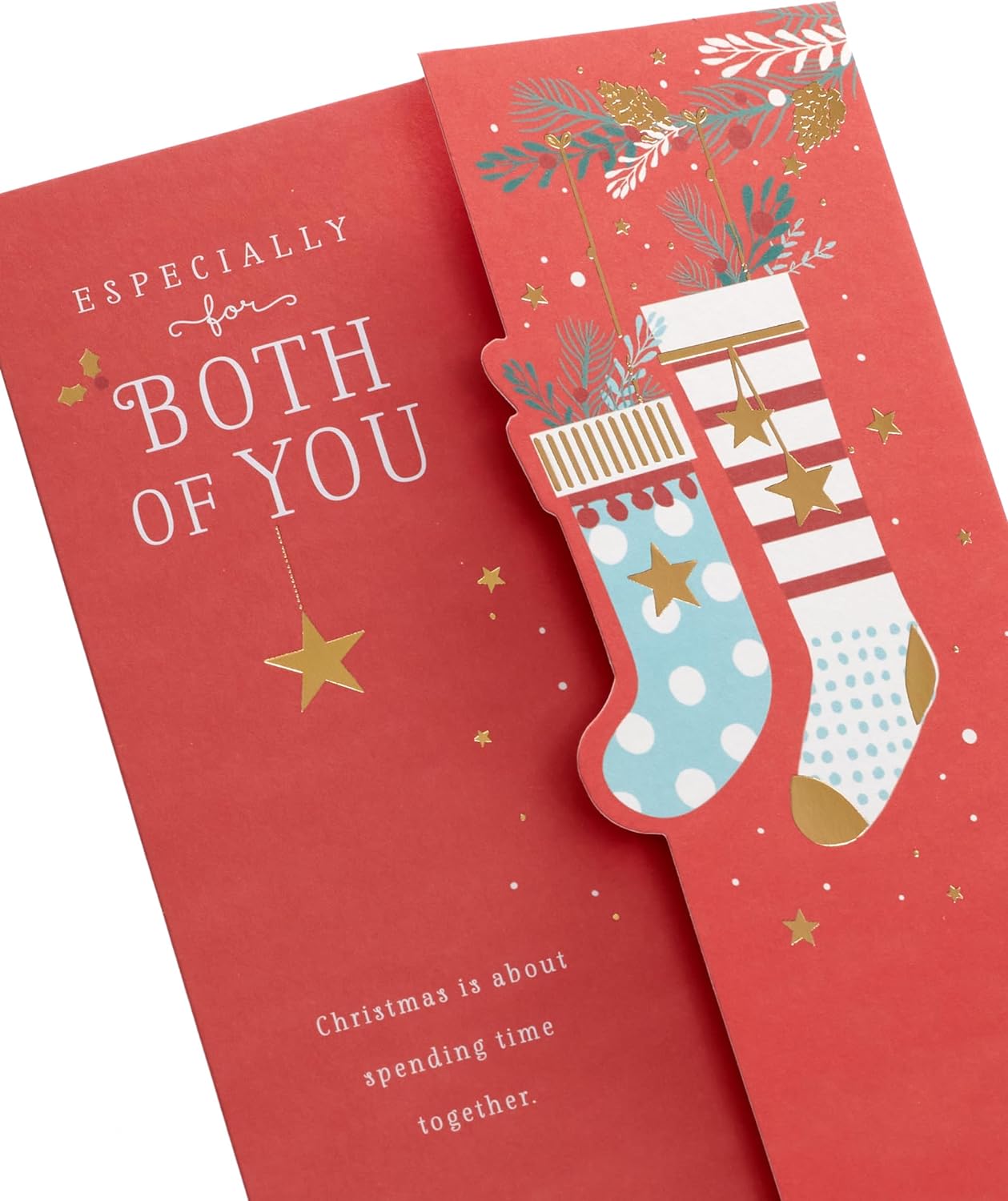 Red Stocking Design to Both of You Christmas Card