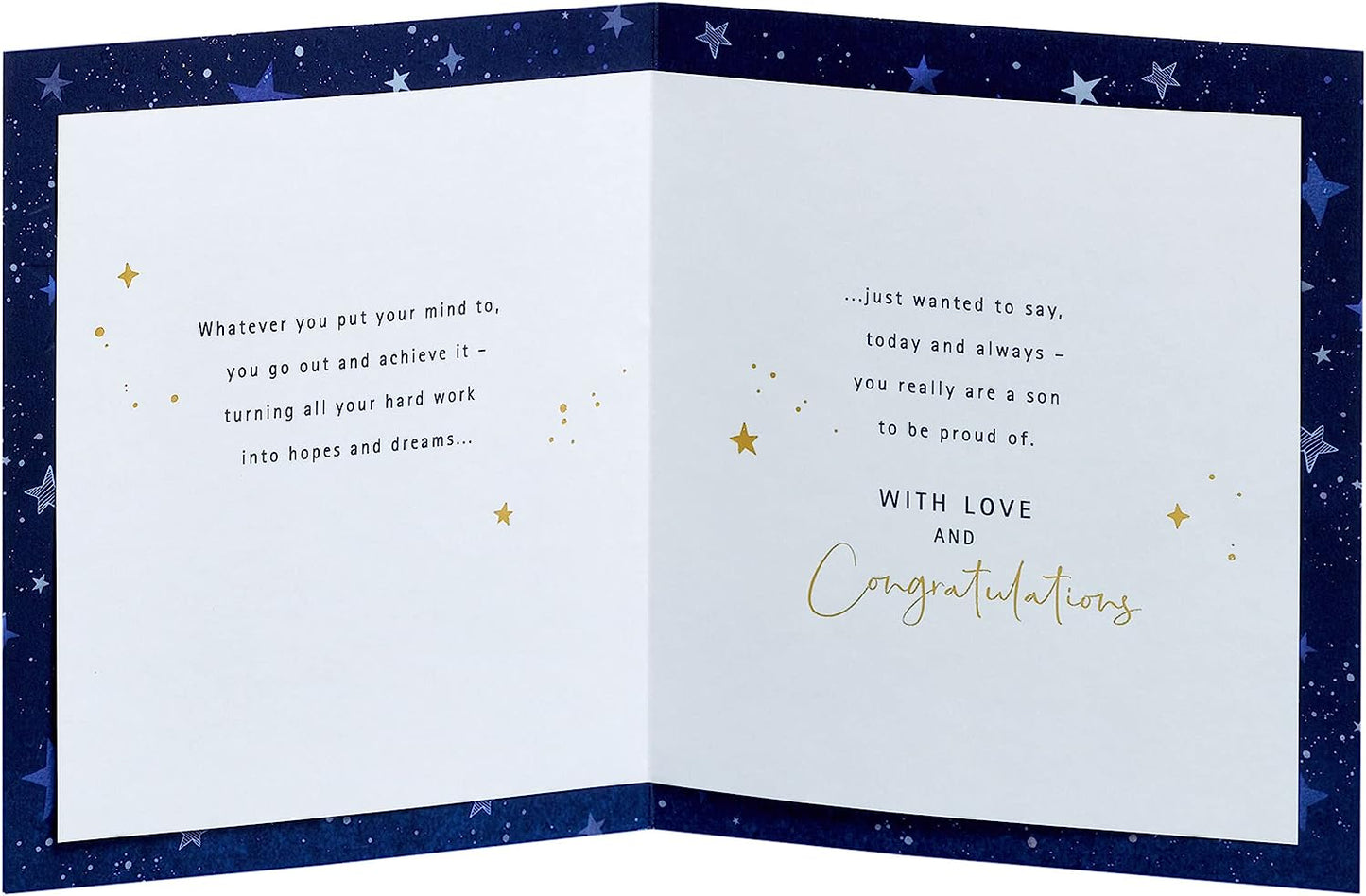 Son Passing Exams Congratulations Card Dark Blue Design 