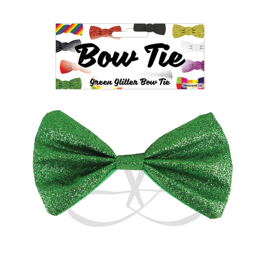 BOW TIE GLITTER 12 X 7CM GREEN