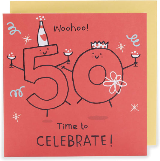 Red Design 50th Birthday Card for Him/Her/Friend