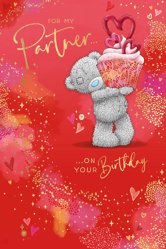 Bear With Cupcake Partner Birthday Card