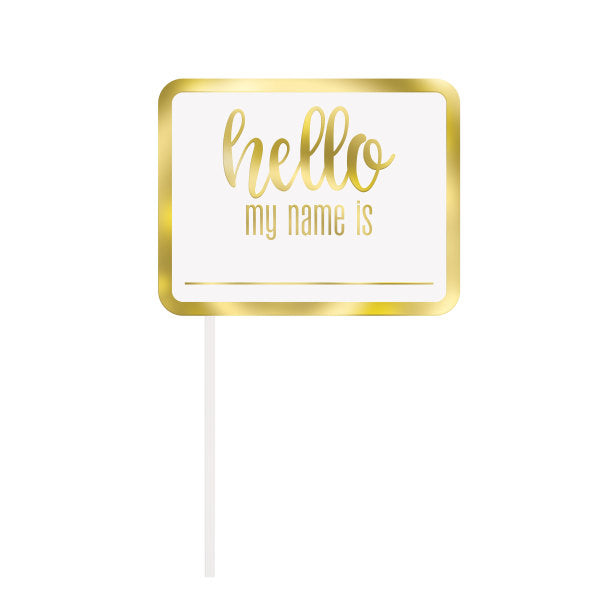 Pack of 10 "Hello Baby" Gold Baby Shower Photo Booth Props