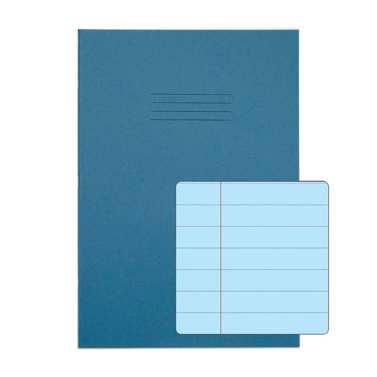 Rhino A4 48 Page with Blue Tinted Paper 12mm Lined with Margin Exercise Book