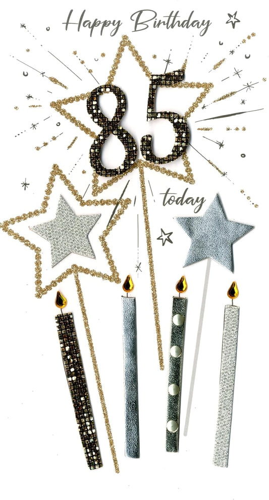 Candles and Stars Embellished 85th Birthday Card