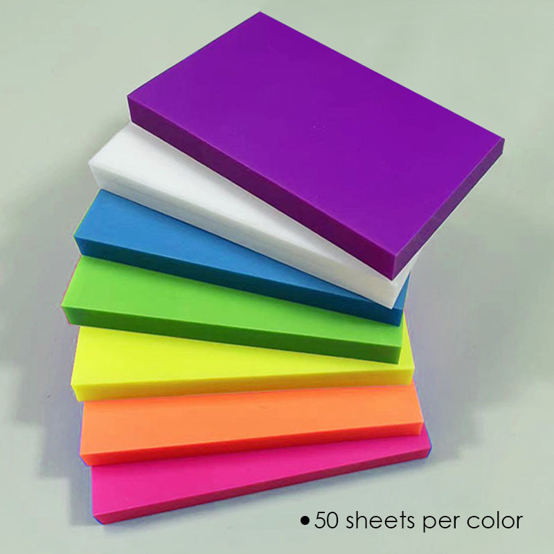 6x Pack of 50 Coloured Translucent Sticky Notes 75 x 50mm