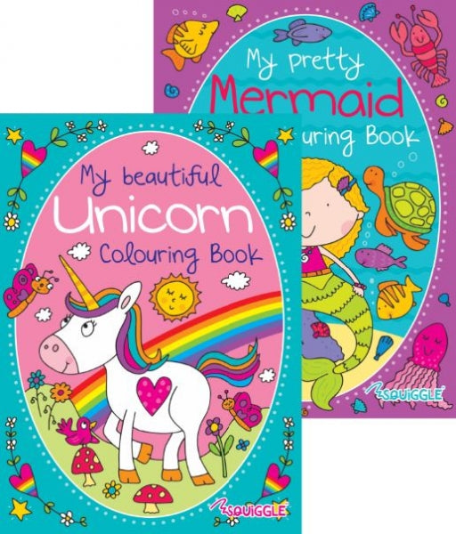 Pack of 6 Unicorn Or Mermaid Design 36 Sheets Colouring Books