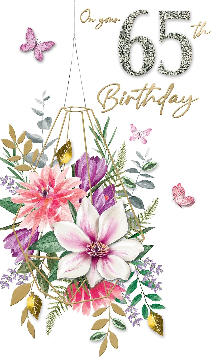 Embellished Floral Terrarium Female 65th Birthday Card