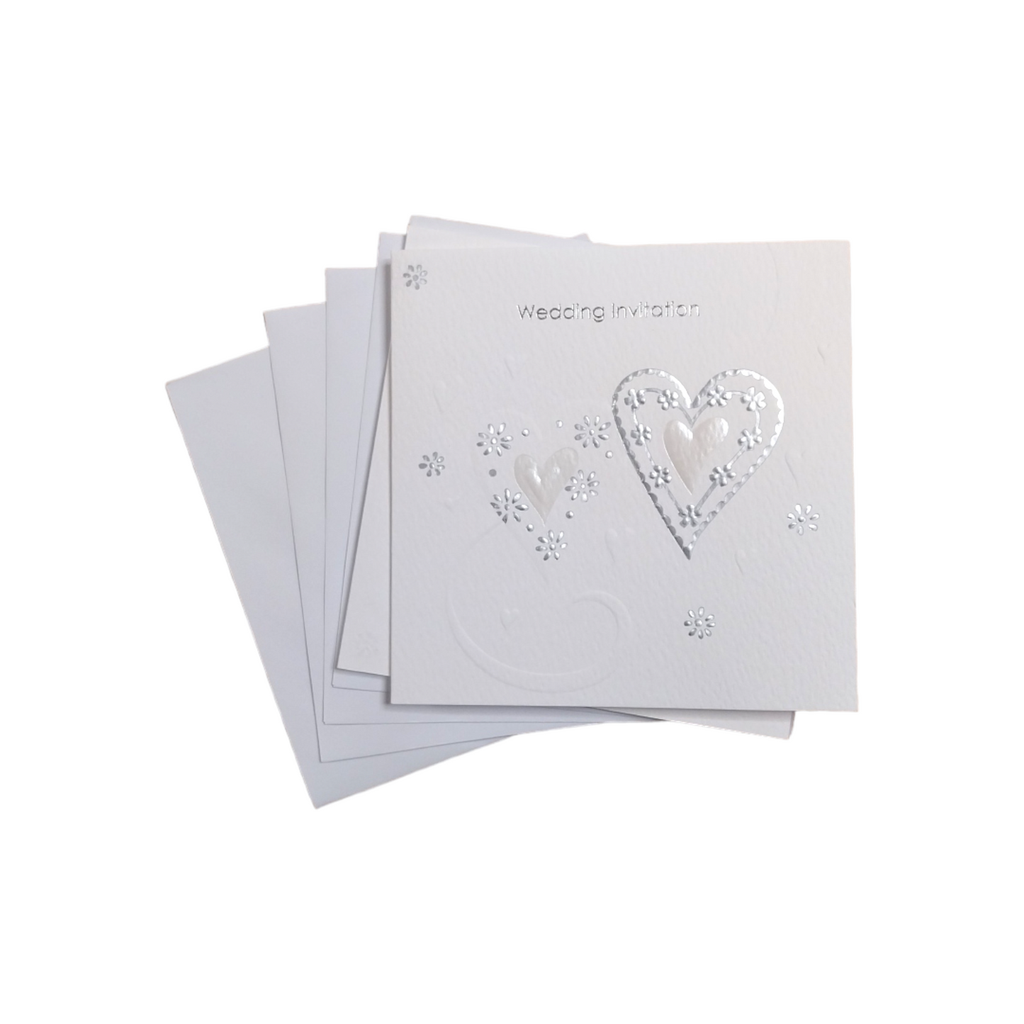 Pack of 5 Luxury White Ribbon Wedding Invitation Cards