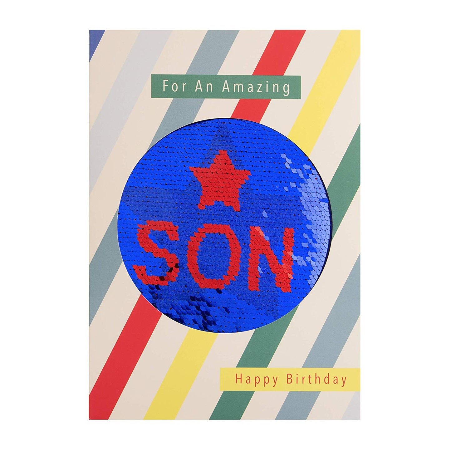 Reversible Sequin Son Birthday Card 'Enjoy' 