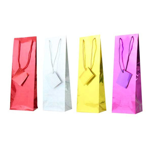 Pack of 12 Assorted Holographic Gift Bottle Bags