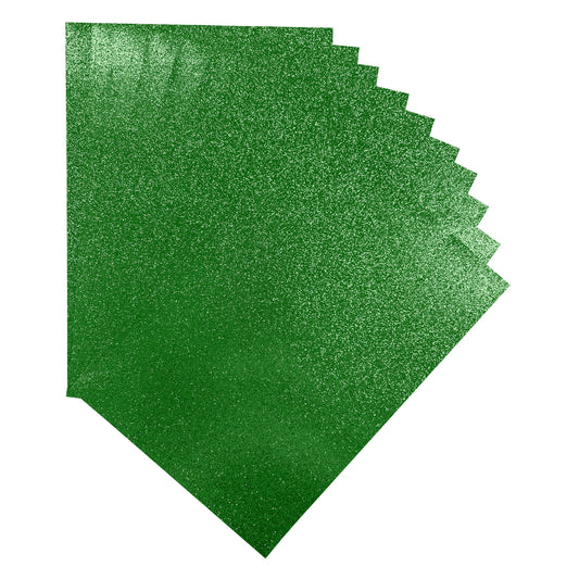 Pack of 10 A4 Green Coloured Glitter Card 230gsm Sheets