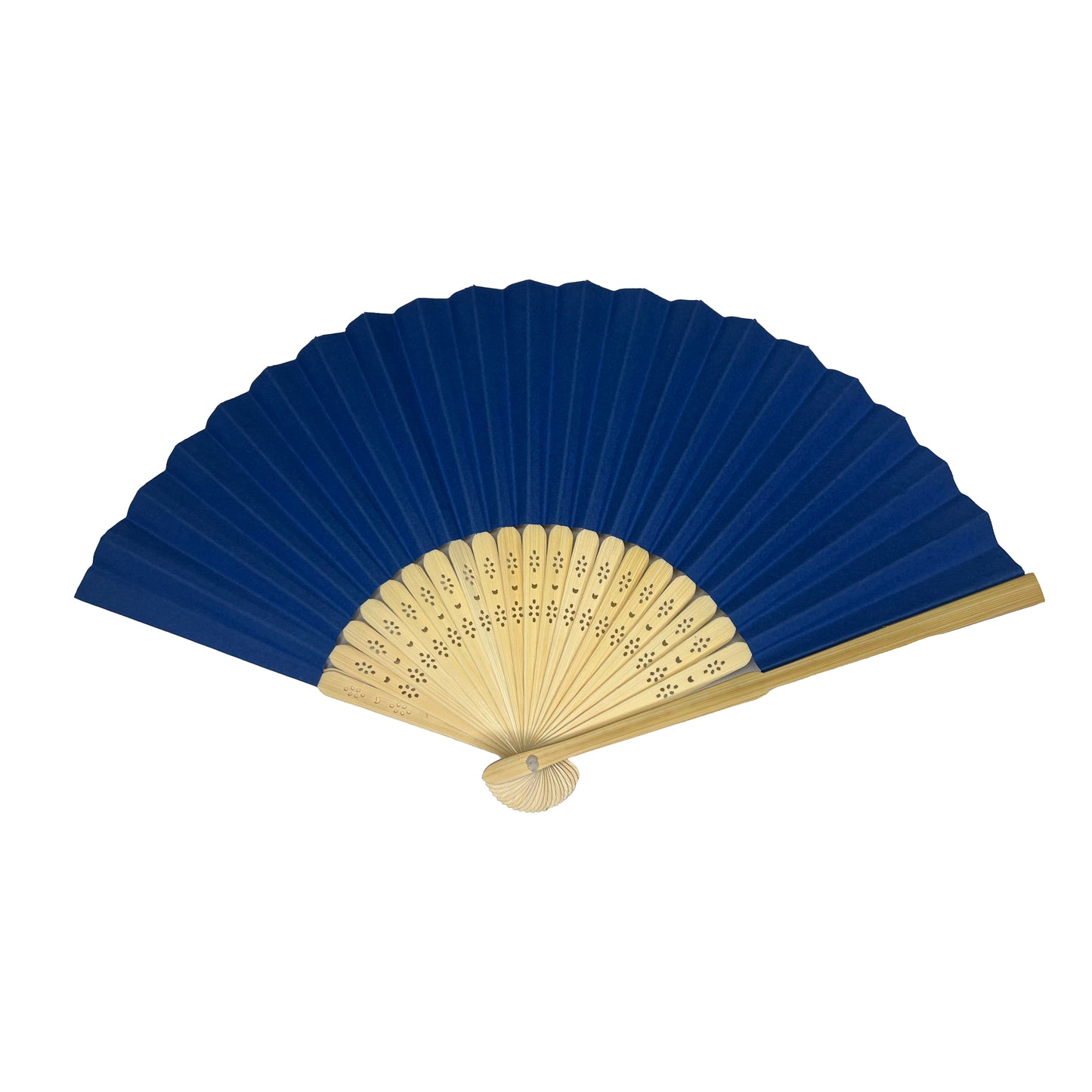 Pack of 10 Navy Blue Paper Foldable Hand Held Bamboo Wooden Fans by Parev