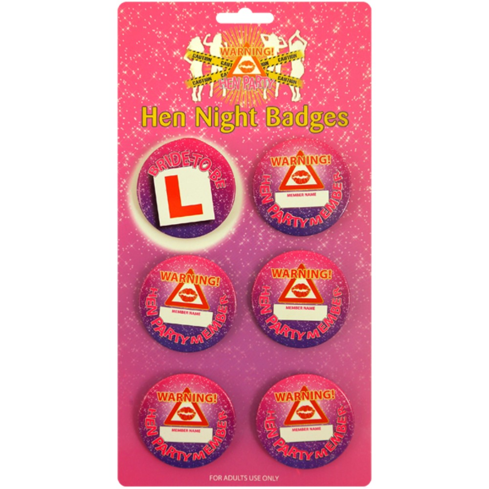 Pack of 6 Hen Night Party Badges