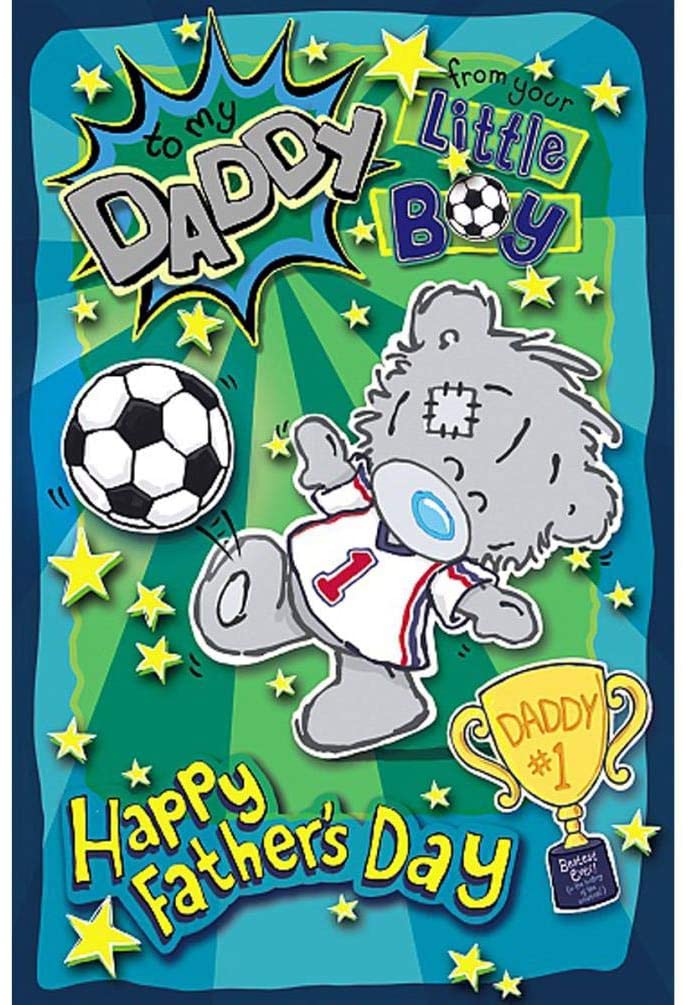 To My Daddy Football Design Father's Day Card From Little Boy 