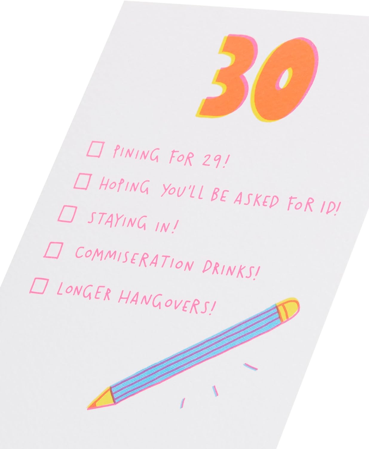 Funny Checklist Design 30th Birthday Card for Her/Friend