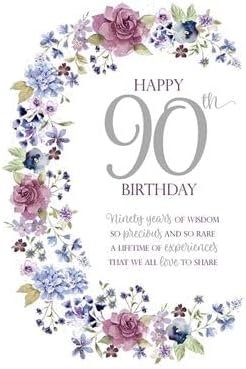 Watercoloured Floral Design 90th Milestone Birthday Card