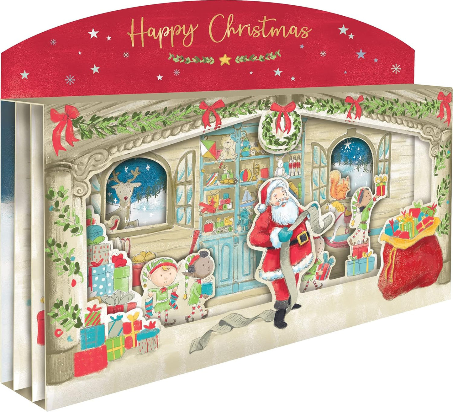 Happy Christmas Spectacular 3D Santa Scene Freestanding Christmas Card