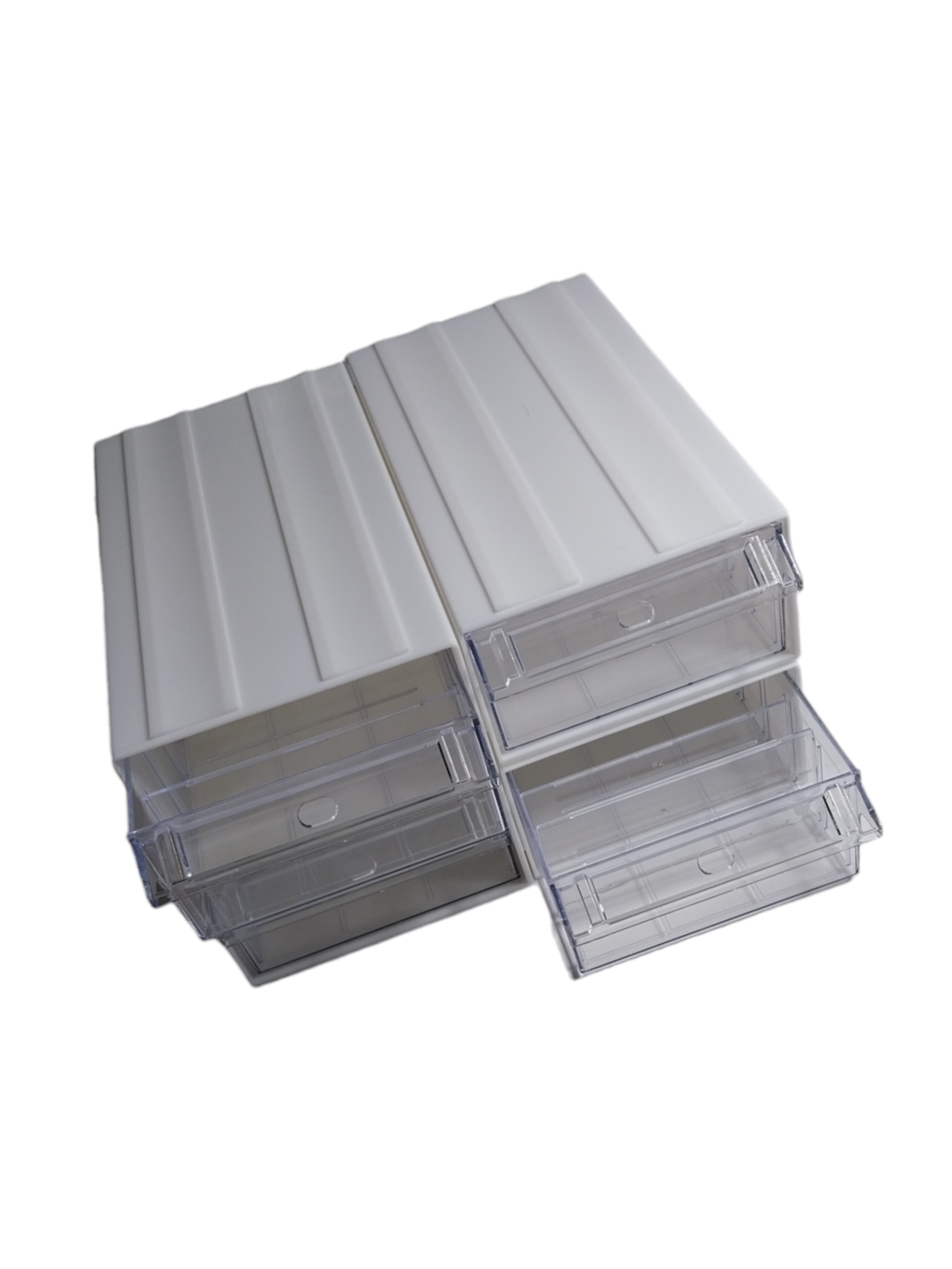 White Stackable Plastic Storage Drawers L322xW160xH87mm with Removable Compartments