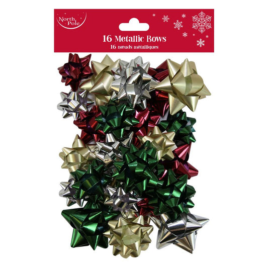 Pack of 16 Modern Mix Metallic Christmas Bows