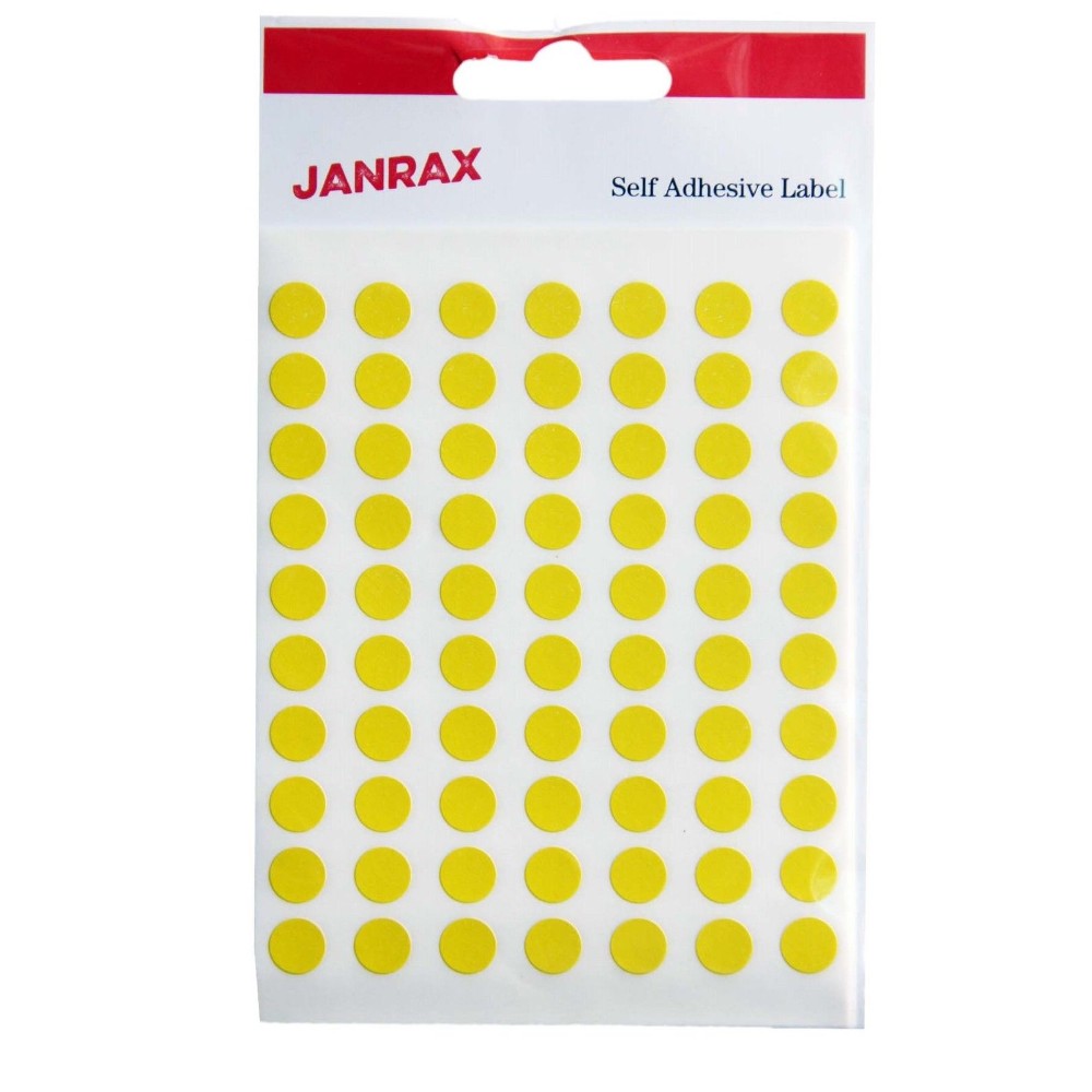 Pack of 2800 Yellow 8mm Round Labels - Stickers