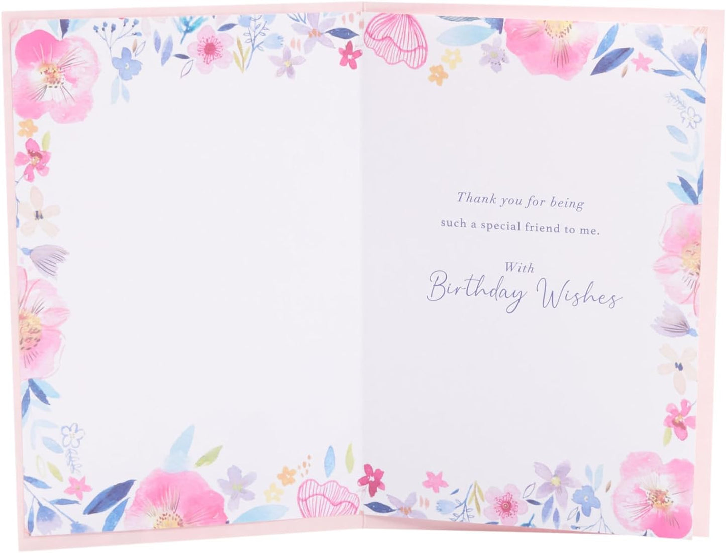 Bright Pink Floral Design Birthday Card