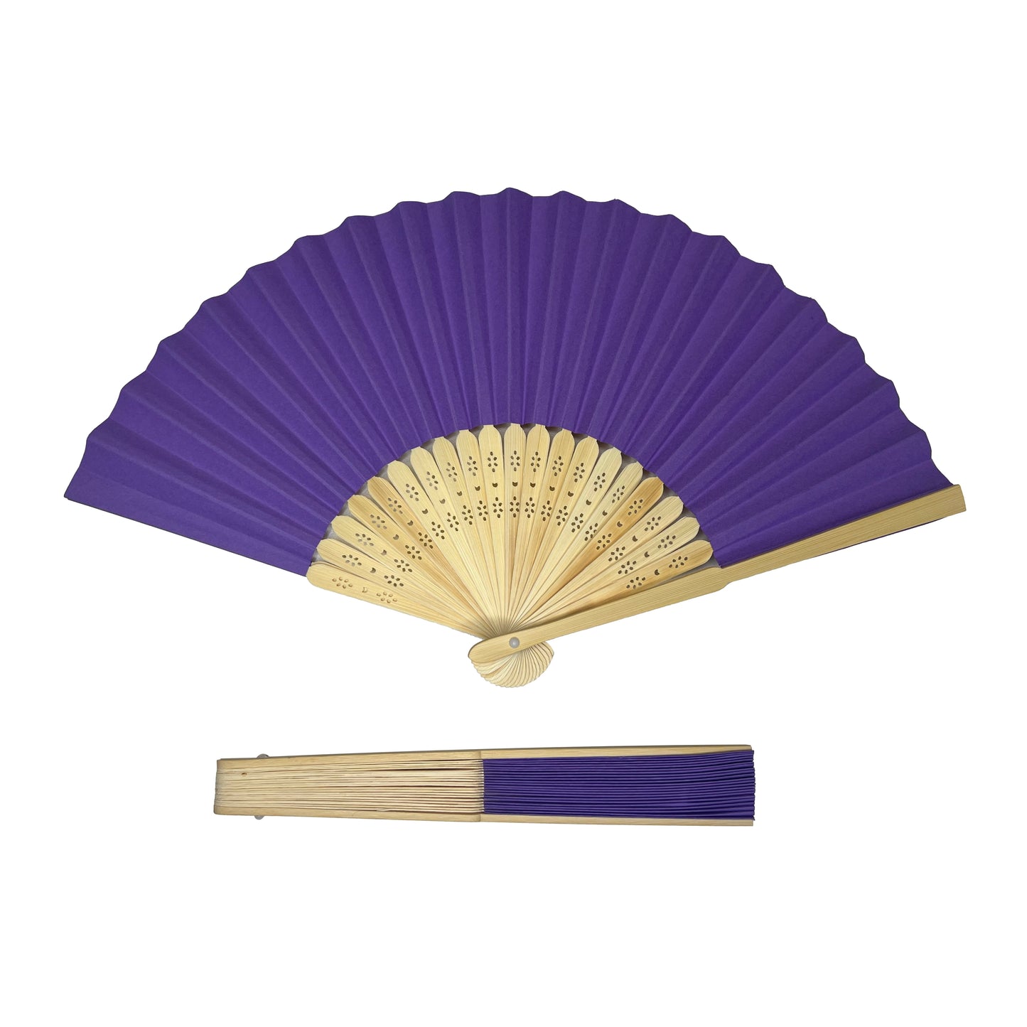 Pack of 500 Purple Paper Foldable Hand Held Bamboo Wooden Fans by Parev