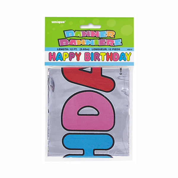 12ft Short Fold Foil Birthday Banner