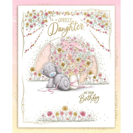 Bear With Flowers Daughter Boxed Birthday Card