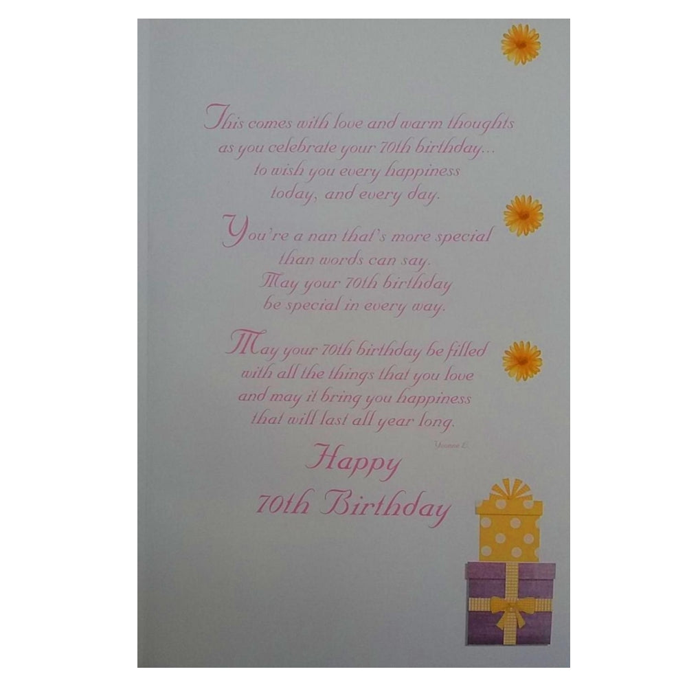 With Love Nan On Your 70th Birthday Card