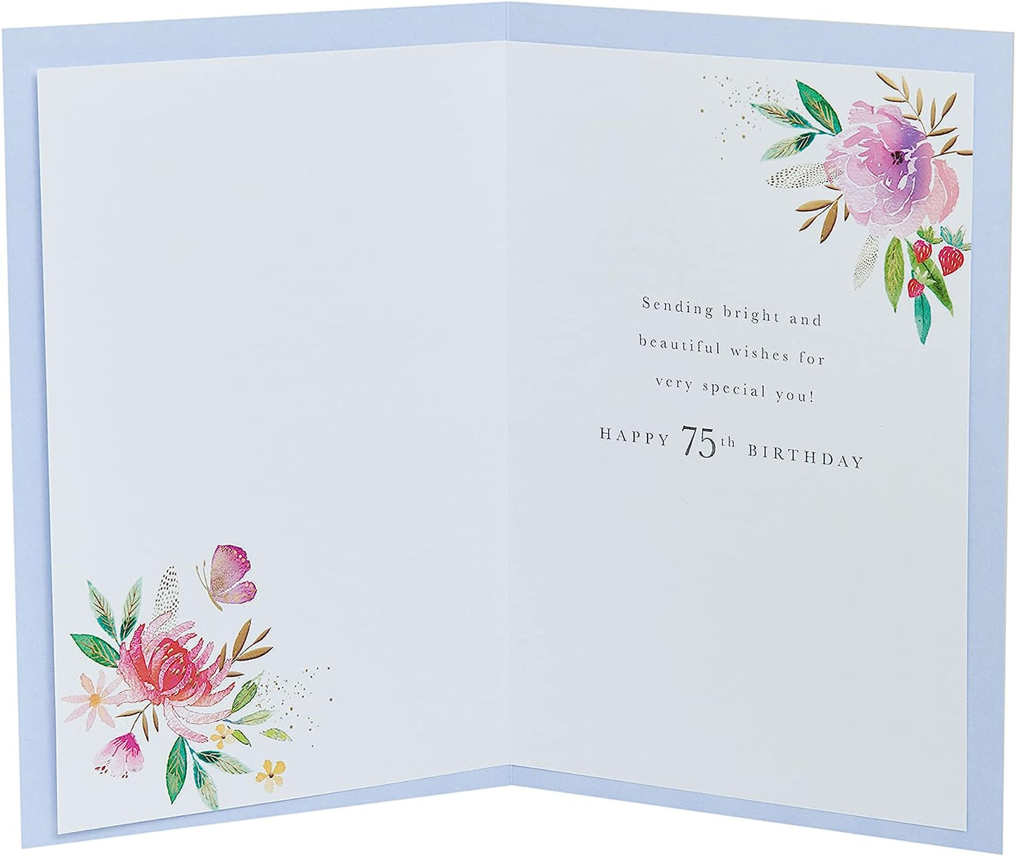 Floral Design 75th Birthday Card 