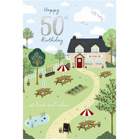 Pub Garden 50th Birthday Card