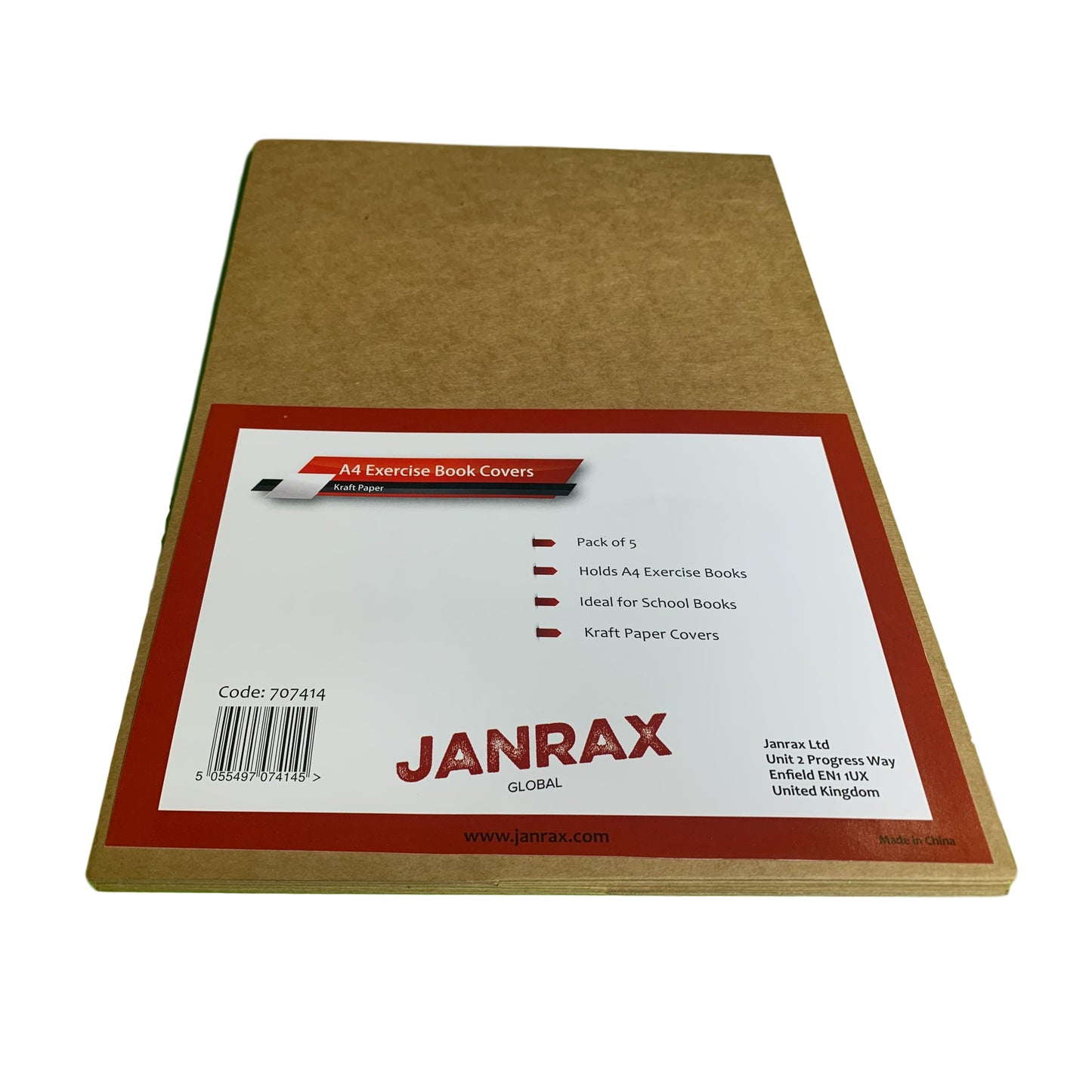 Pack of 5 A4 Kraft Paper Exercise Book Covers by Janrax