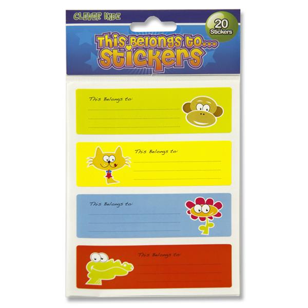 Pack of 20 Self Adhesive "This Belongs To..." Stickers by Clever Kidz