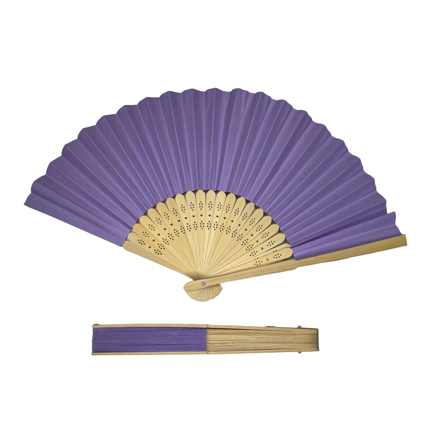 Pack of 500 Light Purple Paper Foldable Hand Held Bamboo Wooden Fans by Parev