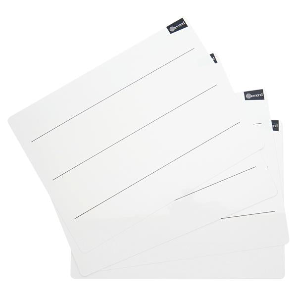 Pack of 10 228x305mm Wide Ruled Dry Wipe Boards by Ormond