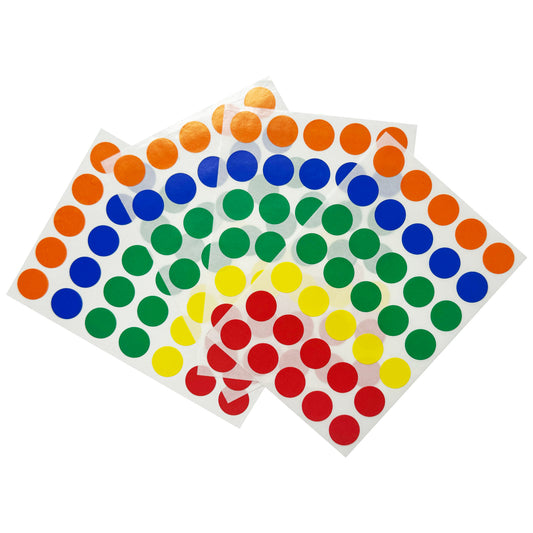 Pack of 1400 Assorted Colour 13mm Round Labels - Stickers