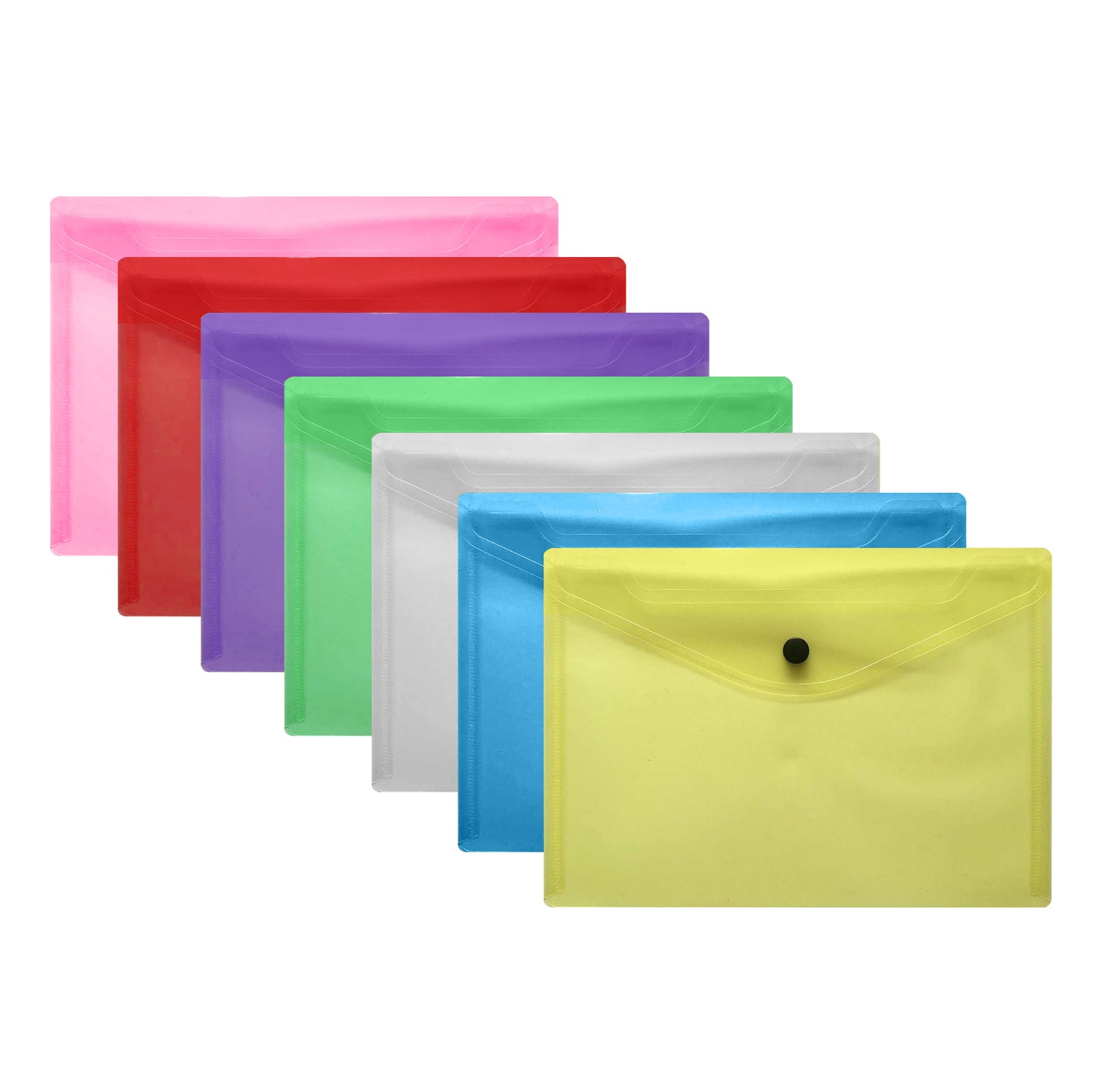 Pack of 12 Janrax A4 Yellow Document Wallets - Button Stud Folder