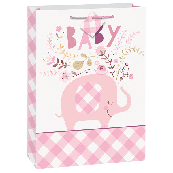 Pink Floral Elephant Jumbo Gift Bag