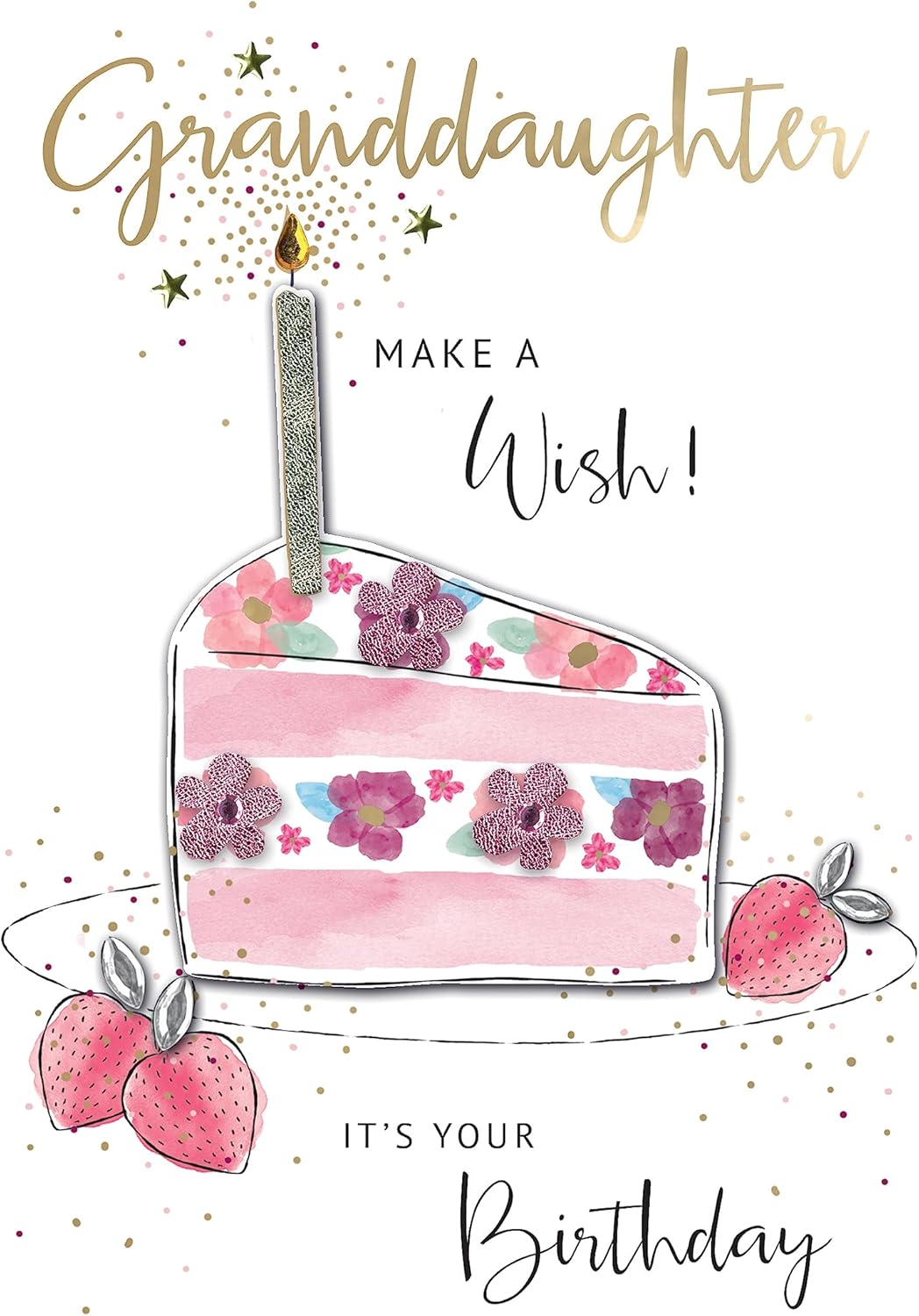 Embellished Cake & Candle Granddaughter Birthday Card