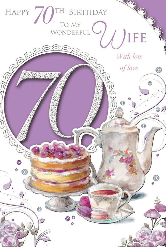 Xpress Yourself To My Dear Wife With Love 70 Celebrate Medium Sized Style Birthday Card