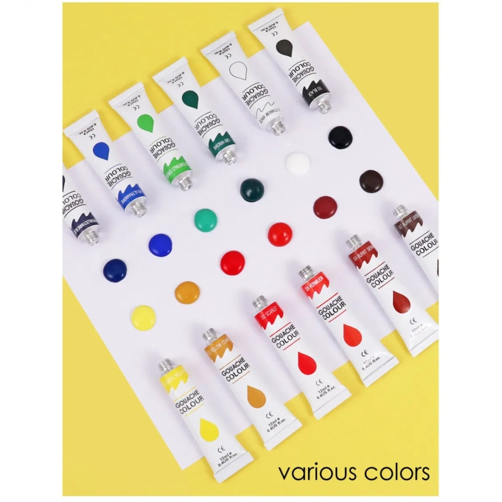 Pack of 12 12ml Professional Quality Gouache Colour Paint