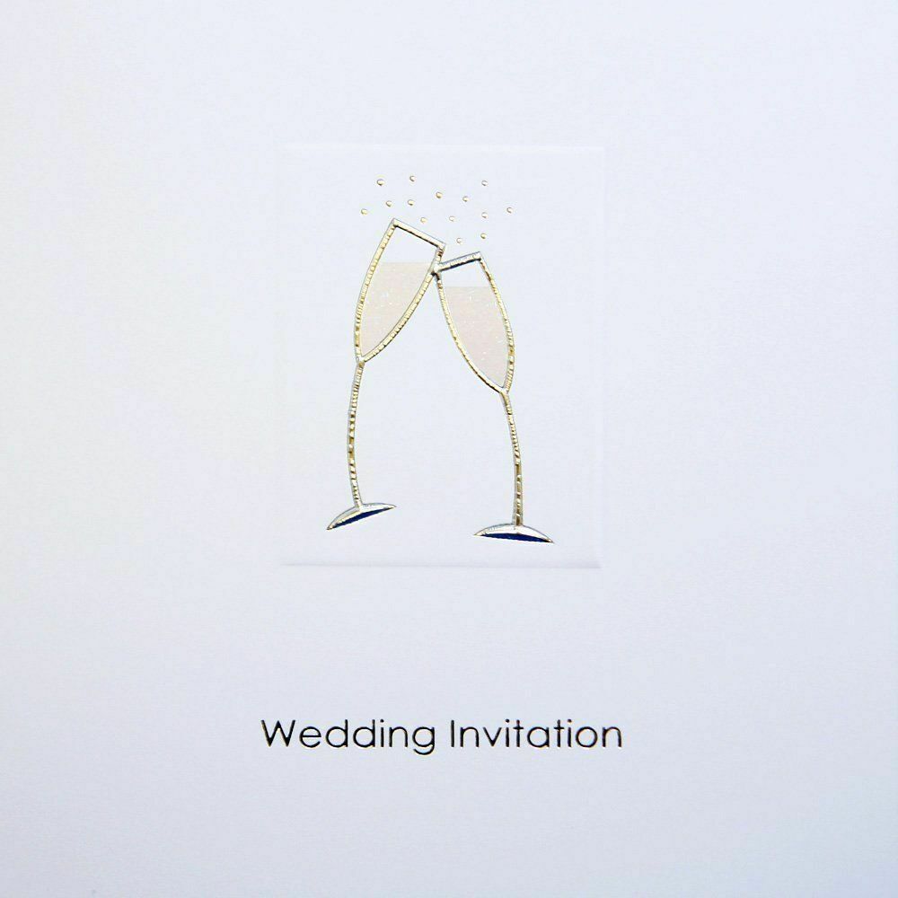 Pack of 5 Jean Barrington Wedding Invitations - Champagne Glasses