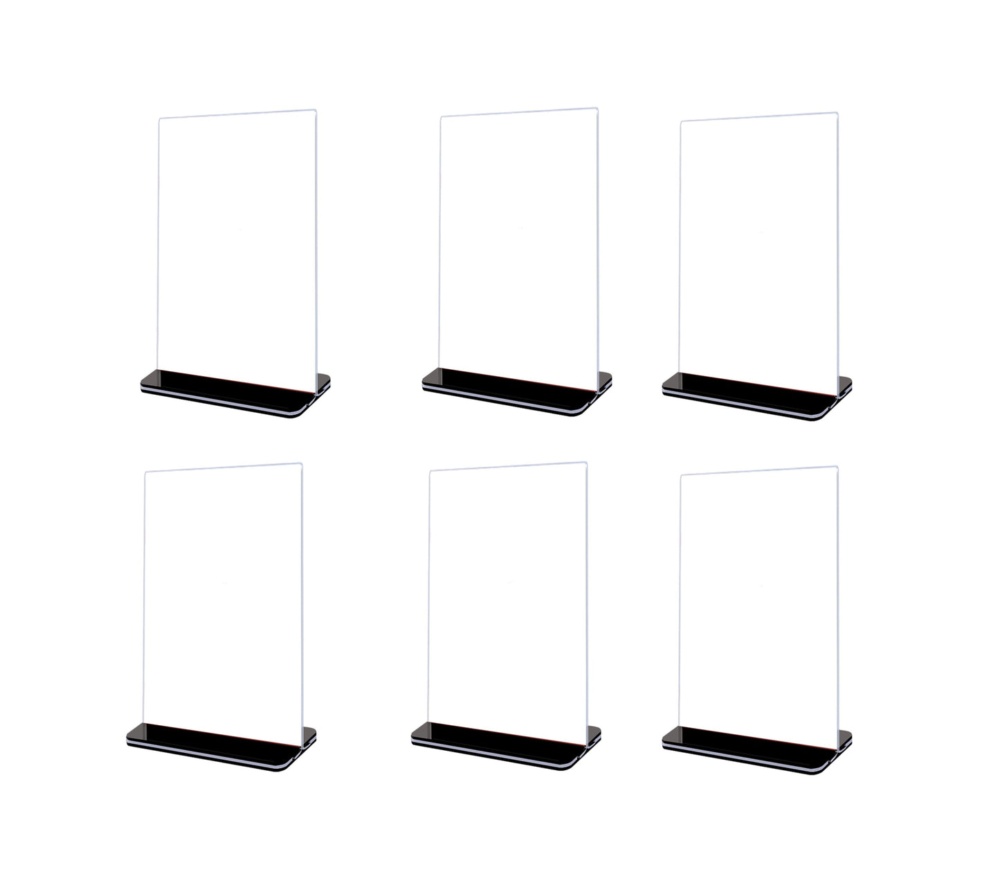 Pack of 6 Vertical Design T-Shape Acrylic Sign Holder 14.8 x 21cm