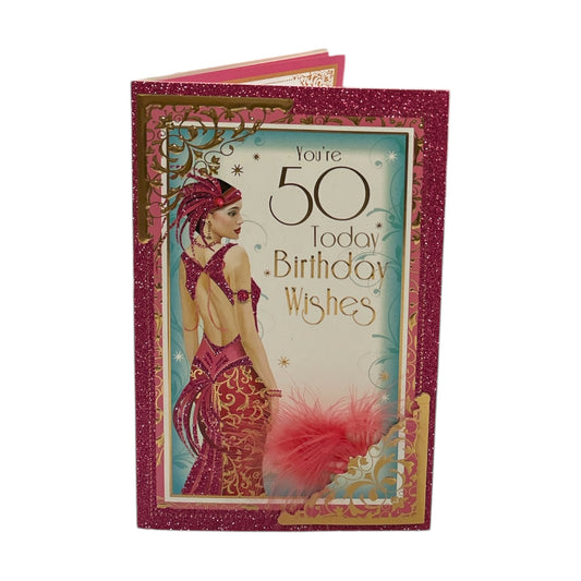 Age 50 Female Art Deco Stylish Birthday Card