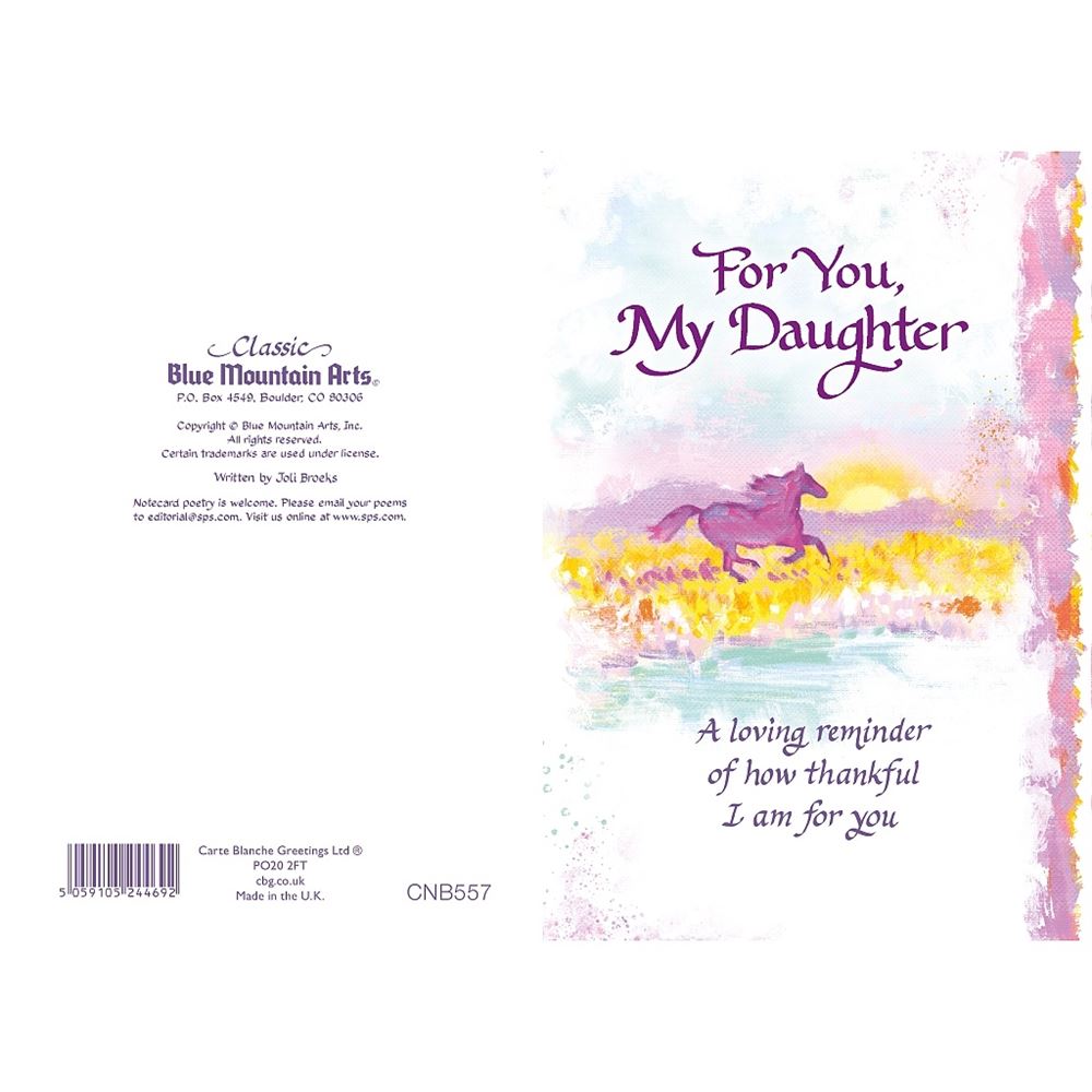 For You My Daughter Sentimental Verses Keepsake Greeting Card