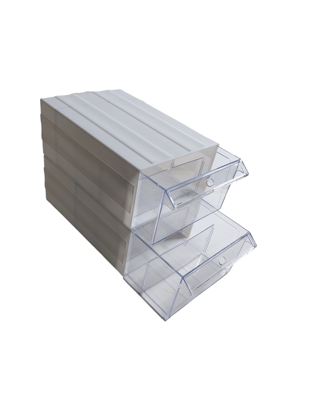 White Stackable Plastic Storage Drawers L322xW160xH87mm with Removable Compartments