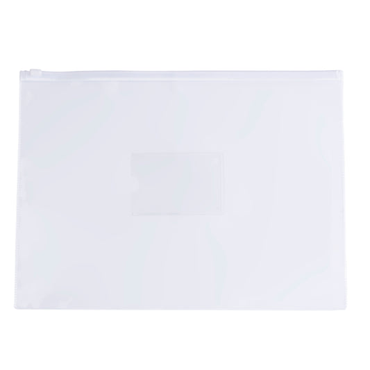 Pack of 12 A4+ Foolscap Clear Zippy Bags with White Zip